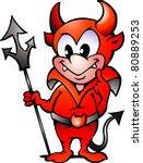 Hand-drawn Vector illustration of an Little Red Devil Boy