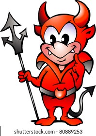 Hand-drawn Vector illustration of an Little Red Devil Boy