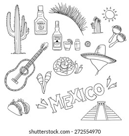 Hand-drawn vector illustration - Mexico. 