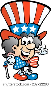 Hand-drawn Vector illustration of an Old Happy Uncle Sam