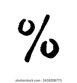 Hand-drawn vector illustration of a percent sign with a brush touch. The color is black.