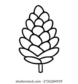 Ilustración vectorial dibujada a mano de un cono de pino con escamas
