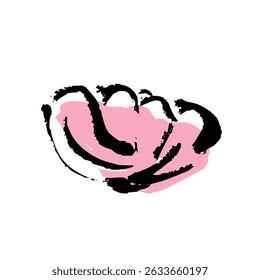 Hand-drawn vector illustration of pink brush-touched flowers.