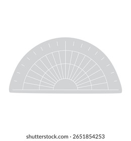 A hand-drawn vector illustration of a protractor. Ideal for educational materials, school designs, geometry tools, and creative stationery sets with a playful sketch style.
