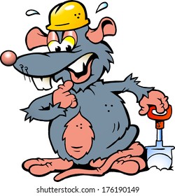 Hand-drawn Vector illustration of an Rat holding a Spade