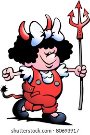 Hand-drawn Vector illustration of an Red Devil Girl
