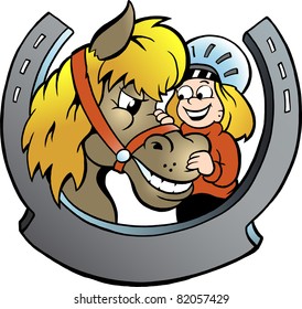 Hand-drawn Vector illustration of an Rider and Horse