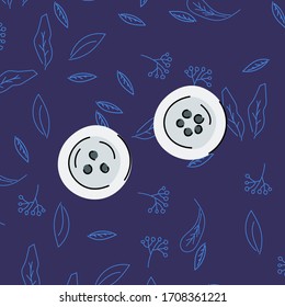 Hand-drawn vector illustration of a salt shaker and pepper shaker top view. Kitchenware. Background of a floral pattern of twigs and leaves. Flat.