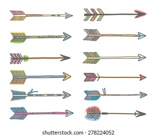 Hand-drawn vector illustration - set of hipster arrows