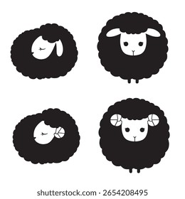 Ilustração de uma ovelha desenhada à mão. Estilo simples e bonito adequado para livros infantis, conteúdo agrícola, ou materiais educativos.