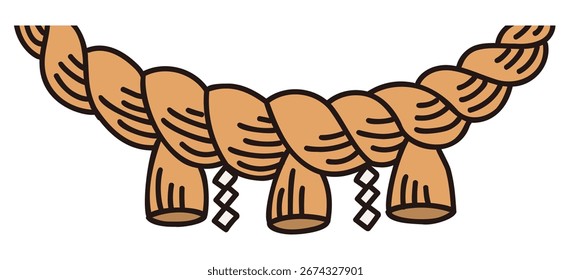 Hand-drawn vector illustration of a shimenawa
