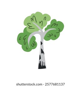 A hand-drawn vector illustration of a single green tree. Perfect for creating natural scenes, backgrounds, and illustrations.