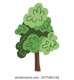 A hand-drawn vector illustration of a single green tree. Perfect for creating natural scenes, backgrounds, and illustrations.