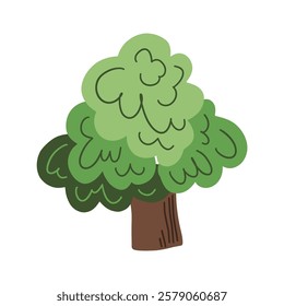 A hand-drawn vector illustration of a single green tree. Perfect for creating natural scenes, backgrounds, and illustrations.