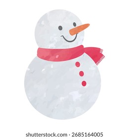 Ilustración vectorial dibujada a mano de un muñeco de nieve aislado sobre fondo.
