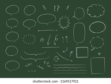 Hand-drawn vector illustration of speech bubbles, frames and ruled lines