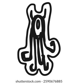 Hand-drawn vector illustration of a strange tentacled octopus-like creature