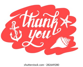 Hand-drawn vector illustration - Thank you. Hand lettering. Calligraphy