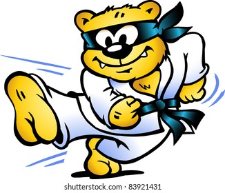 Hand-drawn Vector illustration of an Tiger Practices Self-Defense