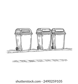 Hand-Drawn Vector Illustration of a Trash Can