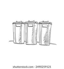 Hand-Drawn Vector Illustration of a Trash Can