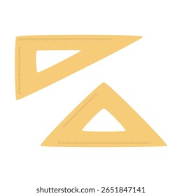 Uma ilustração vetorial desenhada à mão de duas réguas triangulares. Perfeito para materiais educacionais, ferramentas de geometria, material escolar e projetos de design com um estilo de esboço divertido.
