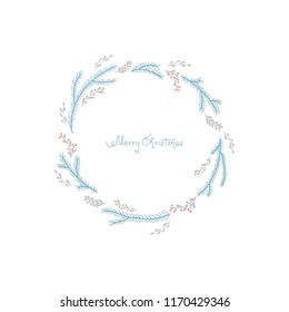 Hand-drawn Vector illustration. Vintage decorative wreath. Scandinavian style. For invitations, greeting cards, blogs, posters and much more. Merry Christmas and a happy new year. EPS 10