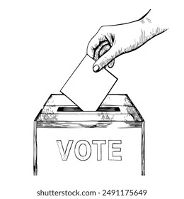 Hand-Drawn Vector Illustration of Voting, Elections, and Candidate Selection