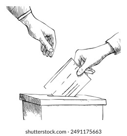 Handgezeichnete Vektorillustration von Stimmabgabe, Wahlen und Kandidatenauswahl