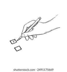 Hand-Drawn Vector Illustration of Voting, Elections, and Candidate Selection