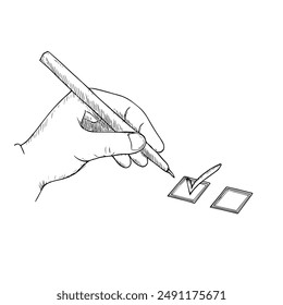 Hand-Drawn Vector Illustration of Voting, Elections, and Candidate Selection