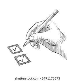 Hand-Drawn Vector Illustration of Voting, Elections, and Candidate Selection