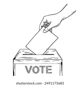 Hand-Drawn Vector Illustration of Voting, Elections, and Candidate Selection