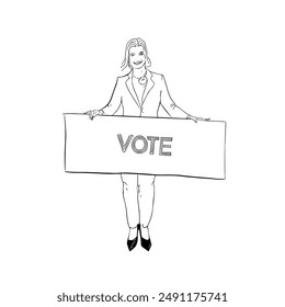 Hand-Drawn Vector Illustration of Voting, Elections, and Candidate Selection