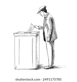 Hand-Drawn Vector Illustration of Voting, Elections, and Candidate Selection