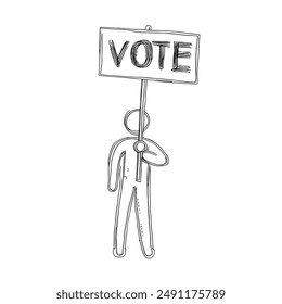 Hand-Drawn Vector Illustration of Voting, Elections, and Candidate Selection