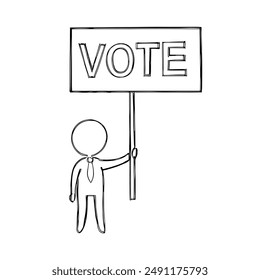 Ilustración vectorial manual de votación, elecciones y selección de candidatos