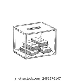Hand-Drawn Vector Illustration of Voting, Elections, and Candidate Selection