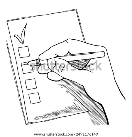 Hand-Drawn Vector Illustration of Voting, Elections, and Candidate Selection