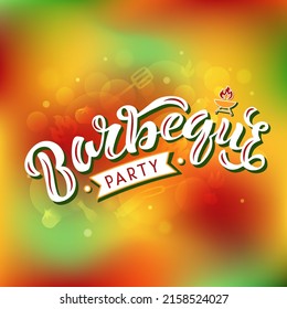 Handdrawn vector illustration with white lettering on textured background Barbeque Party for invitation, celebration, social media content, advertising, decor, poster, print, website, banner, template