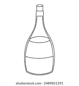 Ilustración vectorial dibujada a mano de la botella de vino