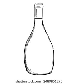 Ilustración vectorial dibujada a mano de la botella de vino