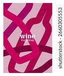 Hand-drawn vector illustration of wine elements with a minimalist style and retro texture. Suitable for wine-themed designs, promotions, and decor. Simple and elegant design.