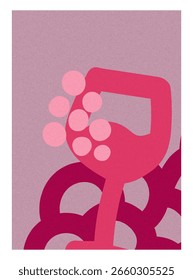 Hand-drawn vector illustration of wine elements with a minimalist style and retro texture. Suitable for wine-themed designs, promotions, and decor. Simple and elegant design.