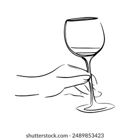 Hand-drawn Vector Illustration of Wine Glass