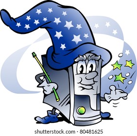 Hand-drawn Vector illustration of an Wizard Computer Repairman