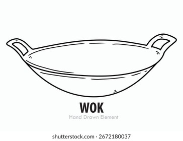 Ilustración vectorial dibujada a mano de un wok 
