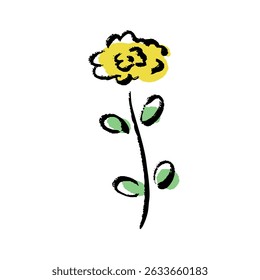 Hand-drawn vector illustration of yellow brush-touched flowers.