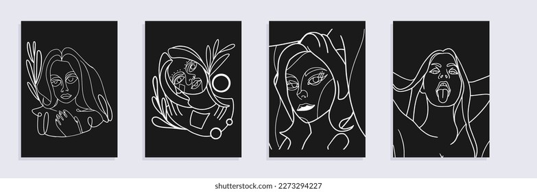 Hand-Drawn Vector Illustrations Bundle: Minimalistic Abstract Faces, Hands, and Shapes in Contemporary Silhouette Style