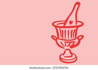 Ilustrações vetoriais desenhadas à mão para o Dia dos Namorados, incluindo sobremesas, bebidas, velas, corações e ícones românticos.